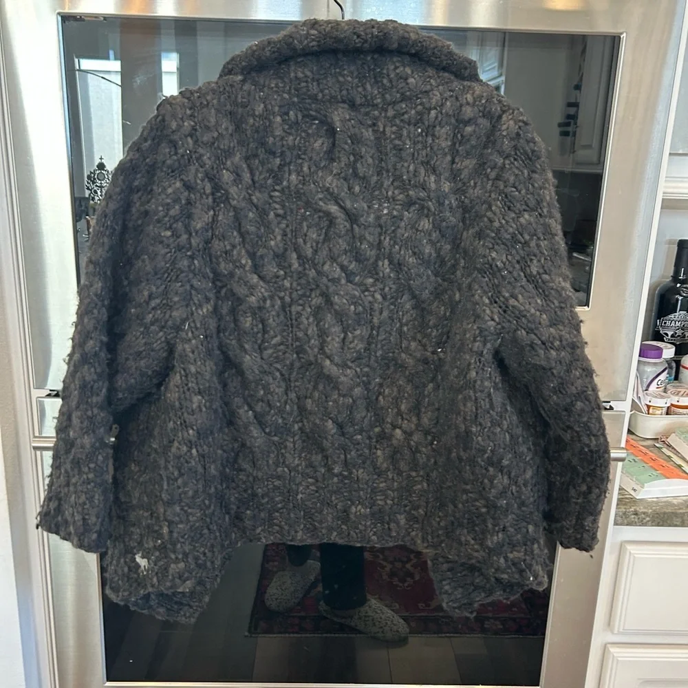 Abercrombie & Fitch vintage cable knit wool Cardigan M has piling wear - Picture 10 of 11